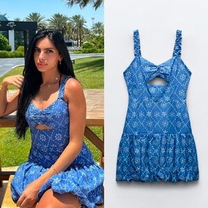 Zara Blue Floral Mini Dress